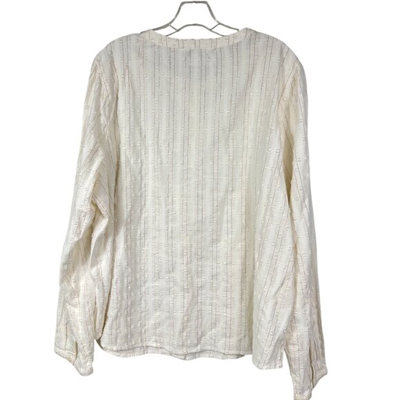 Croft & Barrow Womens XL White Gold Striped Textured Button-Front Blouse - Picture 16 of 16